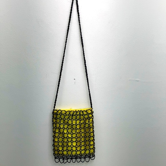 Black and Yellow Beaded Satin Bag preowned - Picture 1 of 7